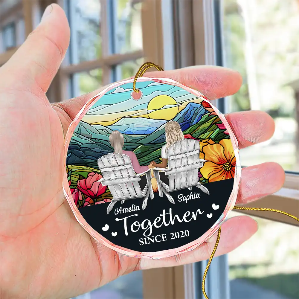 Toi et moi, nous avons ce couple de Noël - Ornement en verre rond personnalisé 