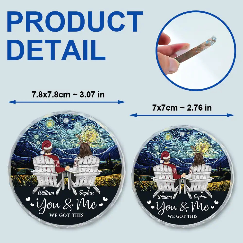 Toi et moi, nous avons ce couple de Noël - Ornement en verre rond personnalisé 