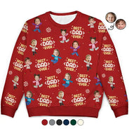 Custom Photo Best Dad Ever Funny Kids Christmas - Personalized Unisex Ugly Sweater