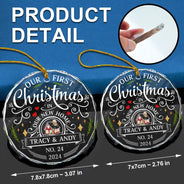 First Christmas In New Home Couples Family - Personalized Circle Glass Ornament