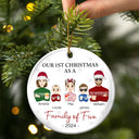 First Christmas As A Family Of Three Flat Art - Personalized Circle Ceramic Ornament