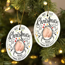 Custom Photo Baby First Christmas Parents - Personalized Circle Ceramic Ornament
