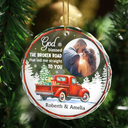 Custom Photo God Blessed The Broken Road Couple - Personalized Circle Glass Ornament