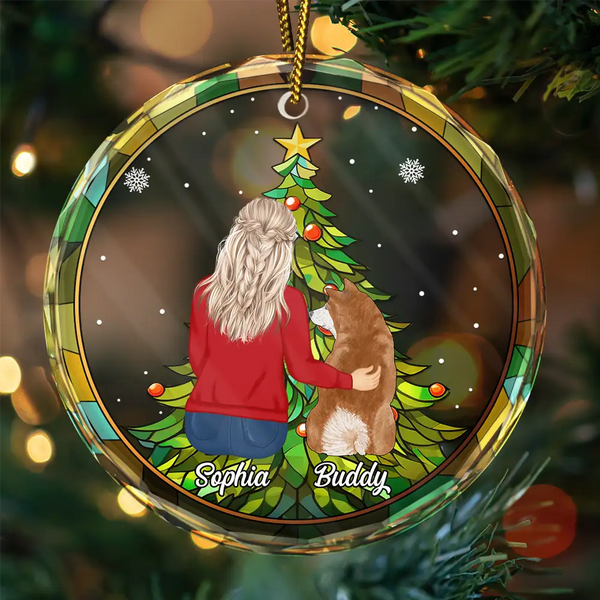 Life Is Better With A Dog Christmas Personalized Circle Glass