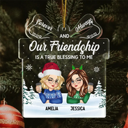 Notre amitié est une véritable bénédiction, mes meilleurs amis de Noël - Ornement acrylique personnalisé en forme personnalisée 