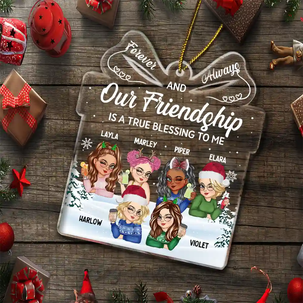 Notre amitié est une véritable bénédiction, mes meilleurs amis de Noël - Ornement acrylique personnalisé en forme personnalisée 