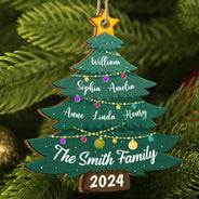 Family - Christmas Tree Family - Personalized Custom Shaped Wooden Ornament