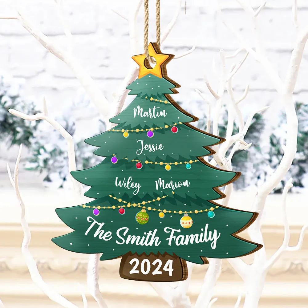 Family - Christmas Tree Family - Personalized Custom Shaped Wooden Ornament