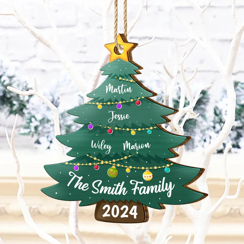 Family - Christmas Tree Family - Personalized Custom Shaped Wooden Ornament