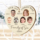 Family - Custom Photo First Christmas As A Family Of Four - Personalized Custom Shaped Wooden Ornament