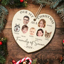 Family - Custom Photo First Christmas As A Family Of Four - Personalized Custom Shaped Wooden Ornament