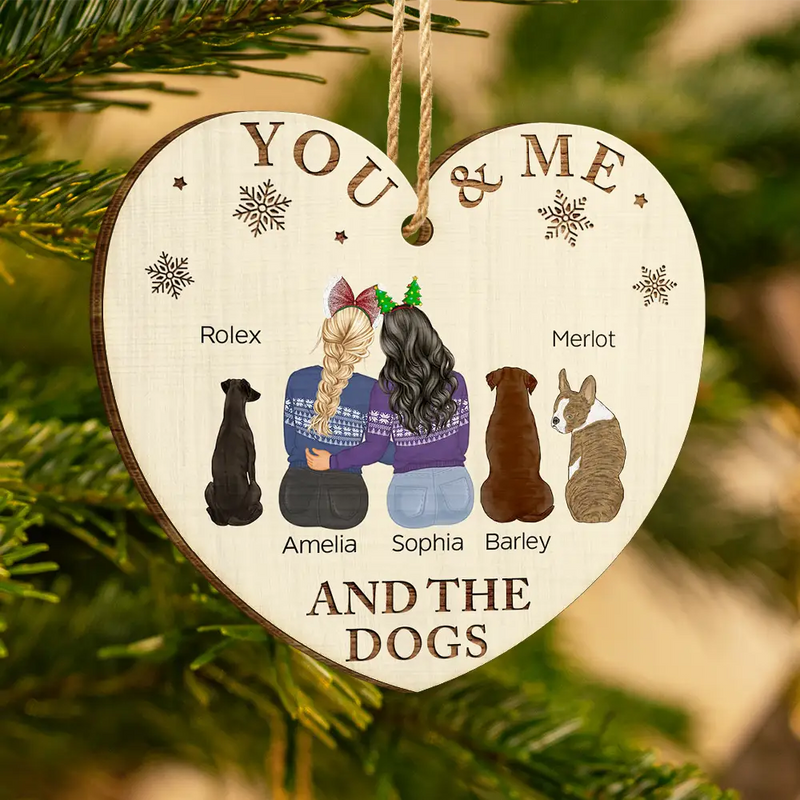 Dog Lovers, Pet Lovers, Couple - You & Me & The Dog Christmas Loving Couple - Personalized Custom Shaped Wooden Ornament