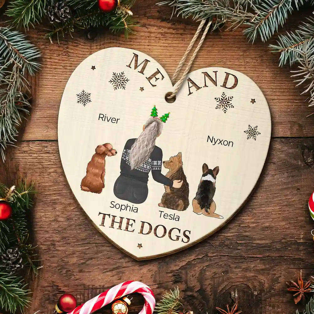 Dog Lovers, Pet Lovers, Couple - You & Me & The Dog Christmas Loving Couple - Personalized Custom Shaped Wooden Ornament