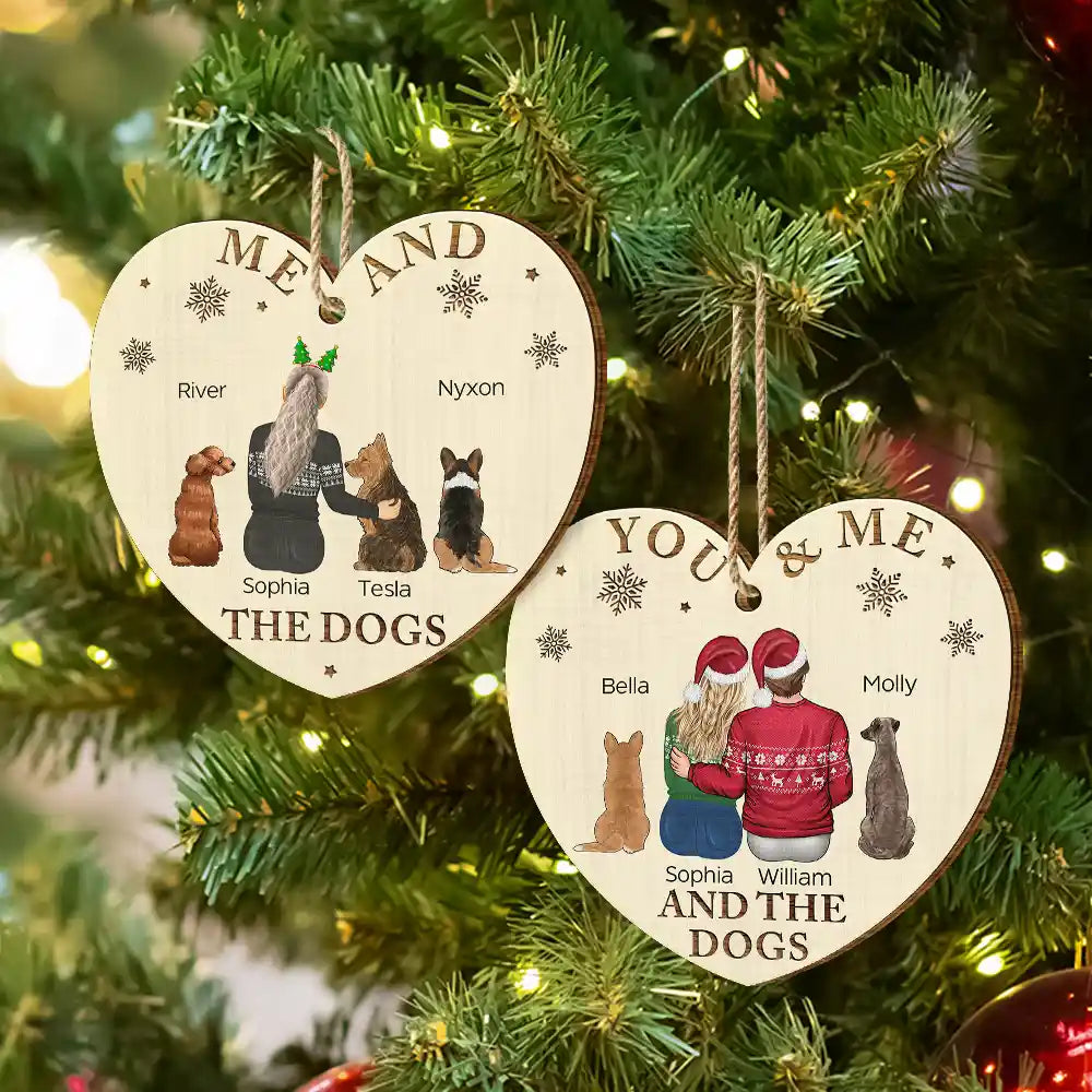 Dog Lovers, Pet Lovers, Couple - You & Me & The Dog Christmas Loving Couple - Personalized Custom Shaped Wooden Ornament