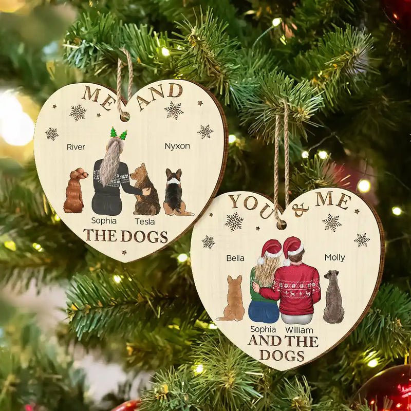 Dog Lovers, Pet Lovers, Couple - You & Me & The Dog Christmas Loving Couple - Personalized Custom Shaped Wooden Ornament