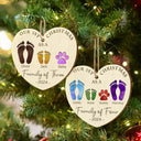 Family - First Christmas As A Family Of Four Color Footprints - Personalized Custom Shaped Wooden Ornament