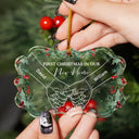 Gift For Couples - Holding Hands First Christmas As Mr & Mrs Couple - Personalized Medallion Glass Ornament