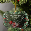 Gift For Couples - Holding Hands First Christmas As Mr & Mrs Couple - Personalized Medallion Glass Ornament