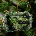 Gift For Couples - Holding Hands First Christmas As Mr & Mrs Couple - Personalized Medallion Glass Ornament