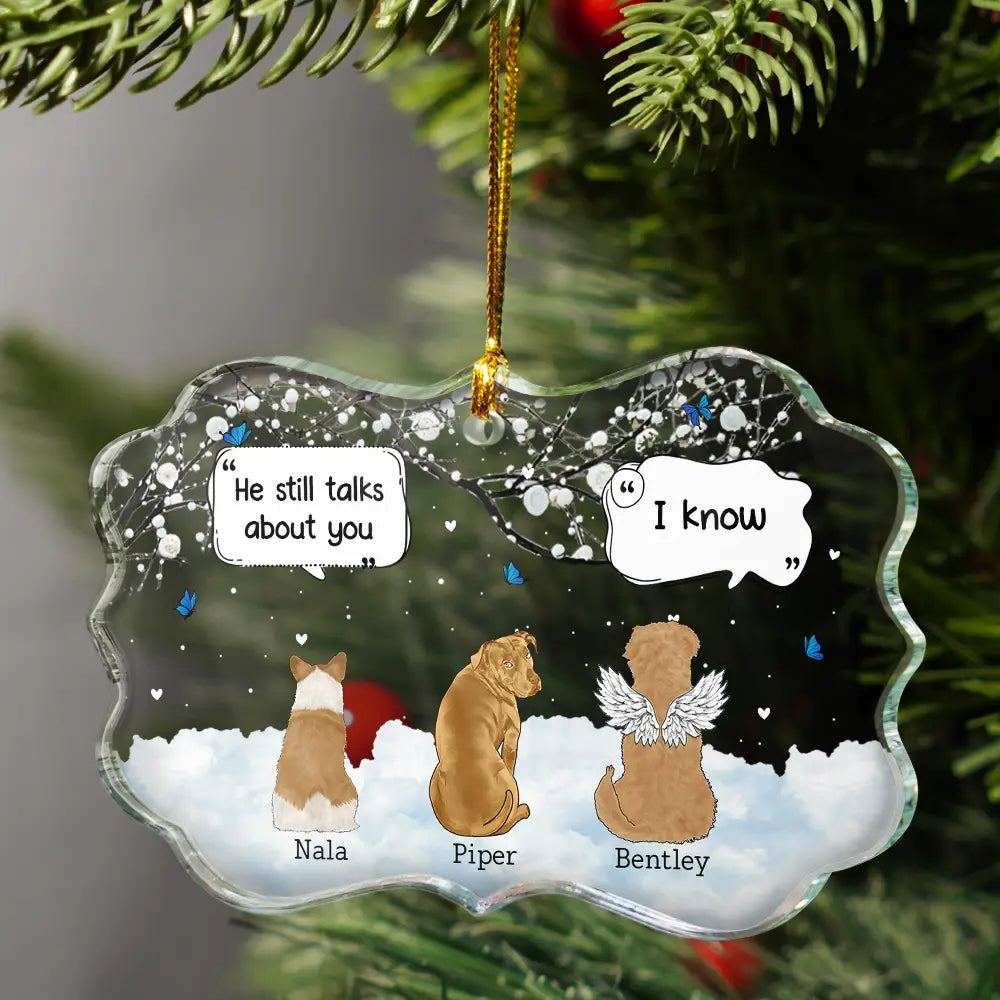 Pet Lovers, Memorial - They Still Talk About You Memorial Dog Cat - Personalized Medallion Glass Ornament