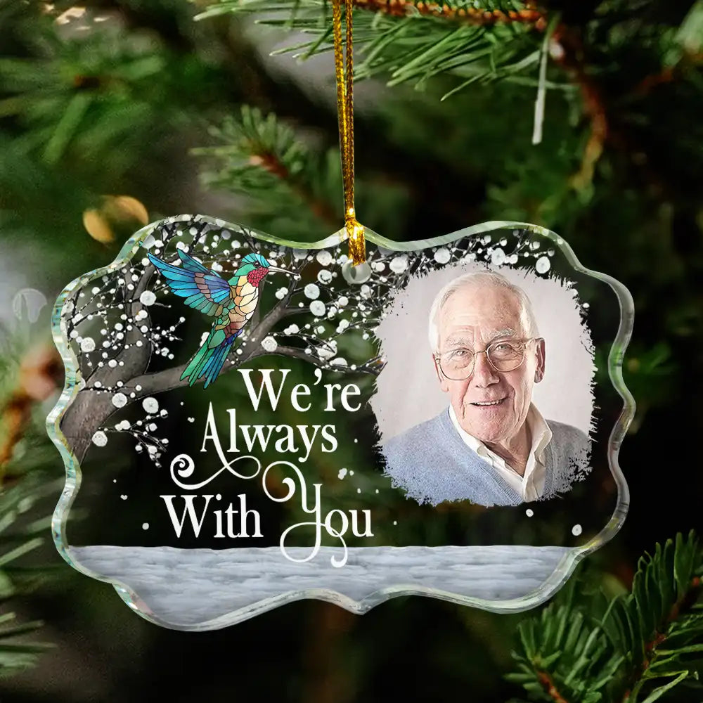 Gift For Grandparents, Gift For Sibling, Memorial, Family - Custom Photo I'm Always With You Memorial - Personalized Medallion Glass Ornament