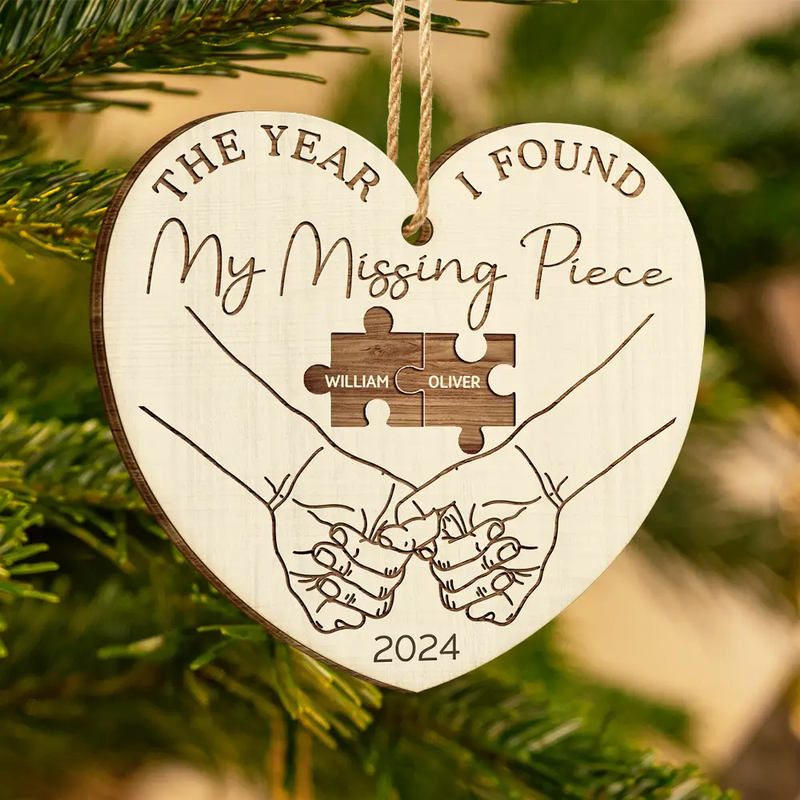 Gift For Couples - The Year I Found My Missing Piece Couples - Personalized Custom Shaped Wooden Ornament