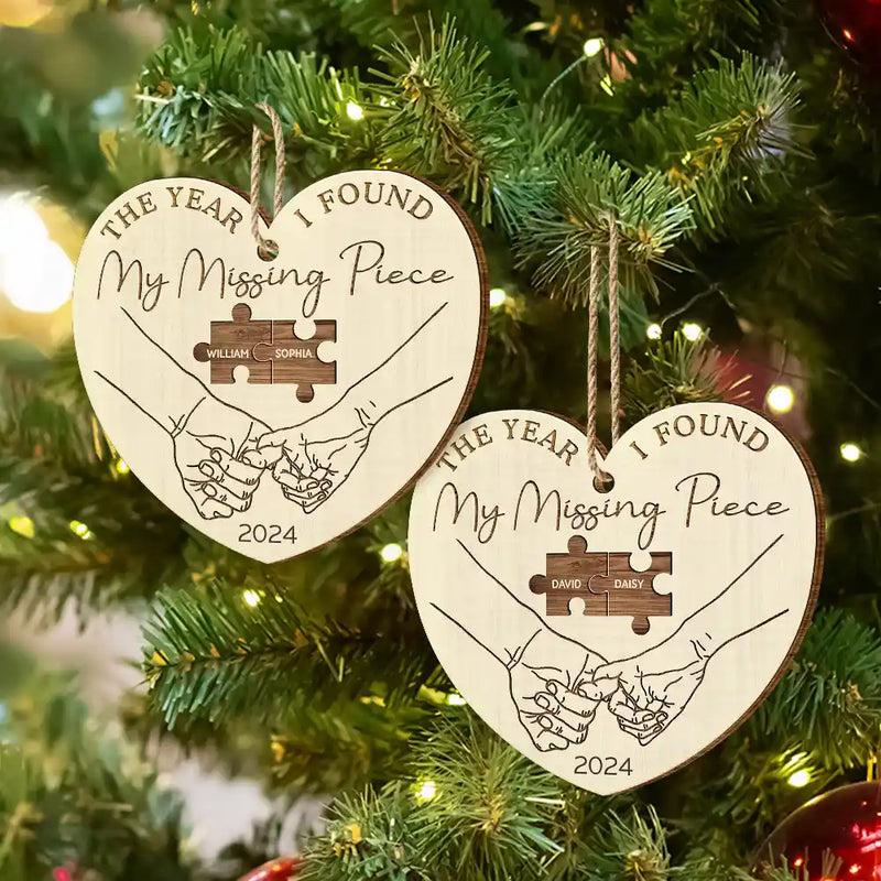 Gift For Couples - The Year I Found My Missing Piece Couples - Personalized Custom Shaped Wooden Ornament