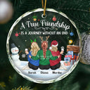 Gift For Bestie,Happy,Gifts For Colleagues,Christmas - A Journey Without An End Christmas Bestie - Personalized Circle Glass Ornament