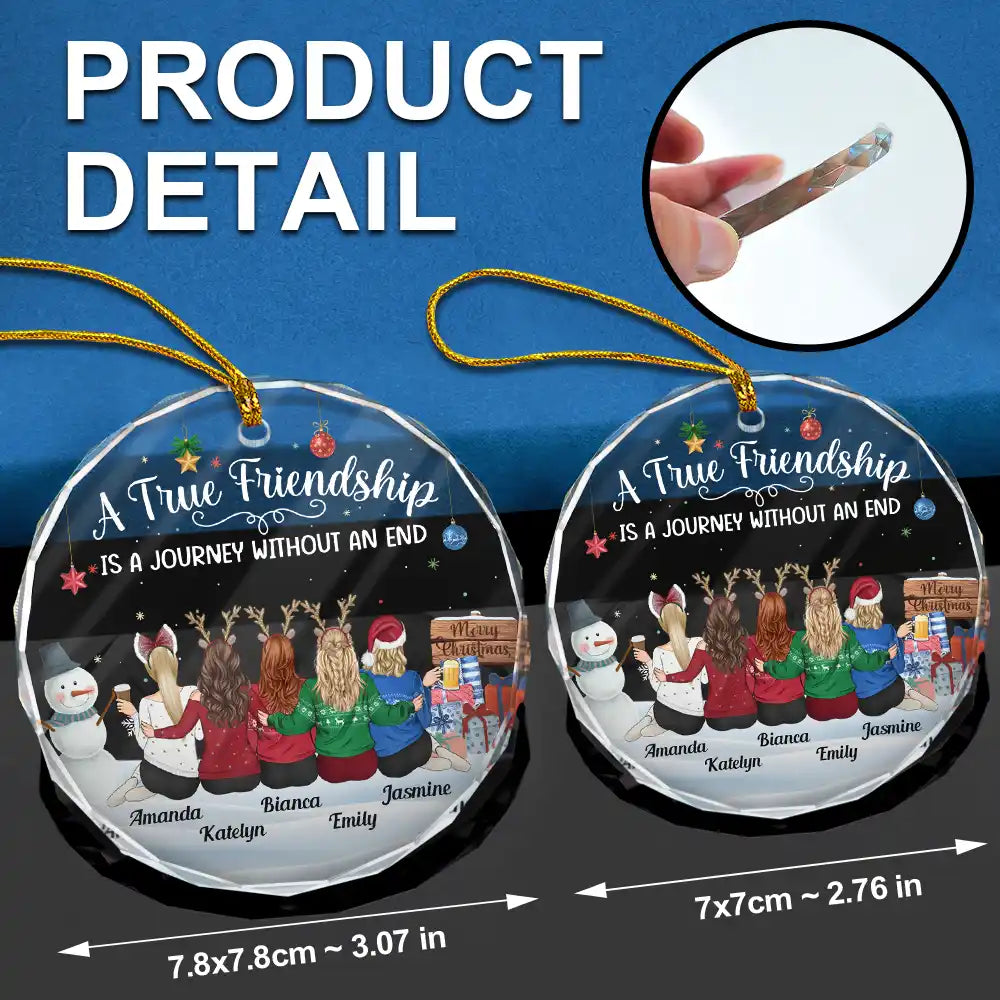 Gift For Bestie,Happy,Gifts For Colleagues,Christmas - A Journey Without An End Christmas Bestie - Personalized Circle Glass Ornament