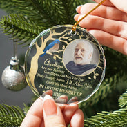 Family, Parents, Gift For Grandparents, Gift For Sibling, Memorial - Custom Photo Goodbyes Are Not Forever Memorial - Personalized Circle Glass Ornament