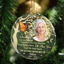 Family, Parents, Gift For Grandparents, Gift For Sibling, Memorial - Custom Photo Goodbyes Are Not Forever Memorial - Personalized Circle Glass Ornament