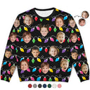 Pull moche unisexe personnalisé avec photo humoristique et lumière de Noël 