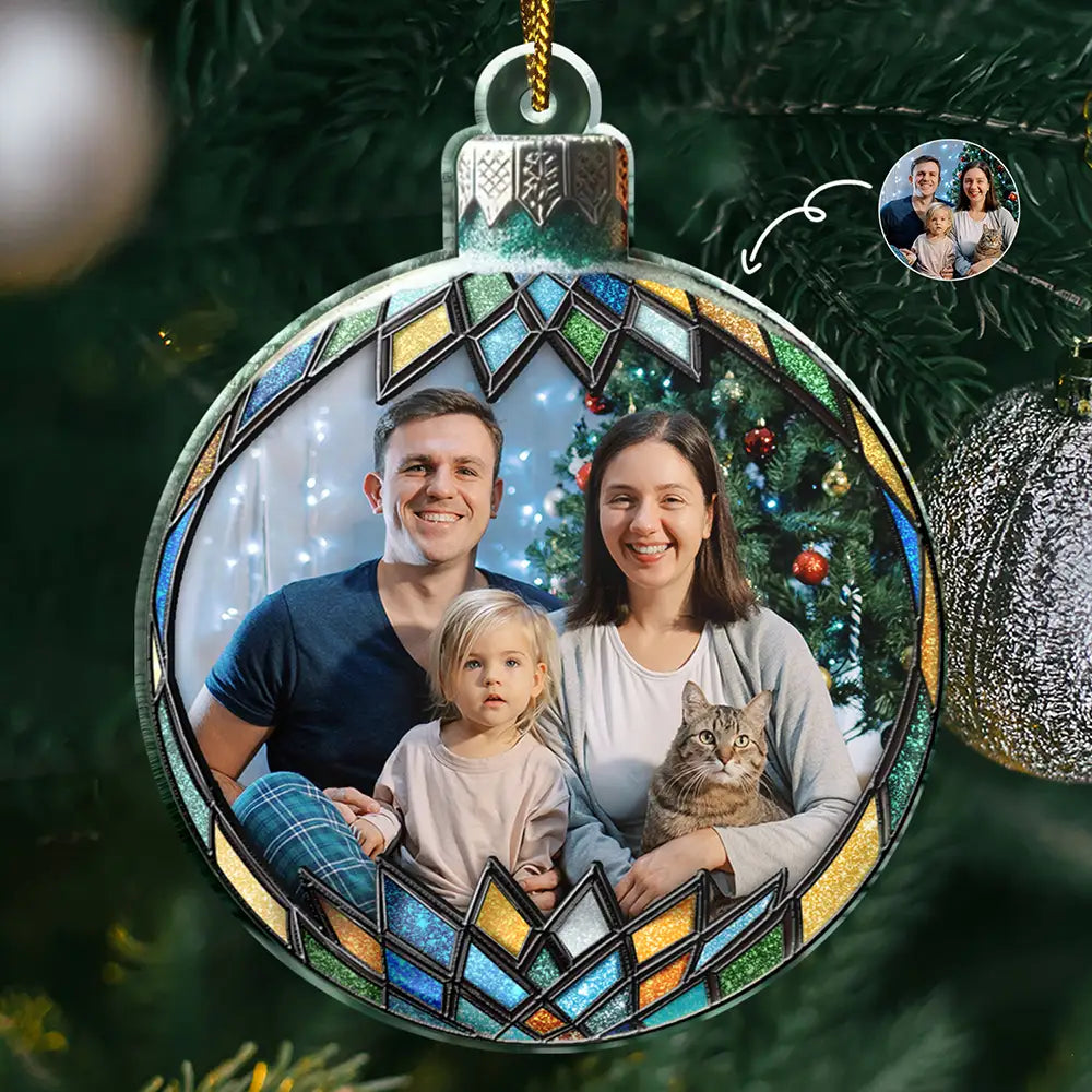 Custom Photo Christmas Family Couple Sibling Memorial - Personalized Custom Shaped Acrylic Ornament