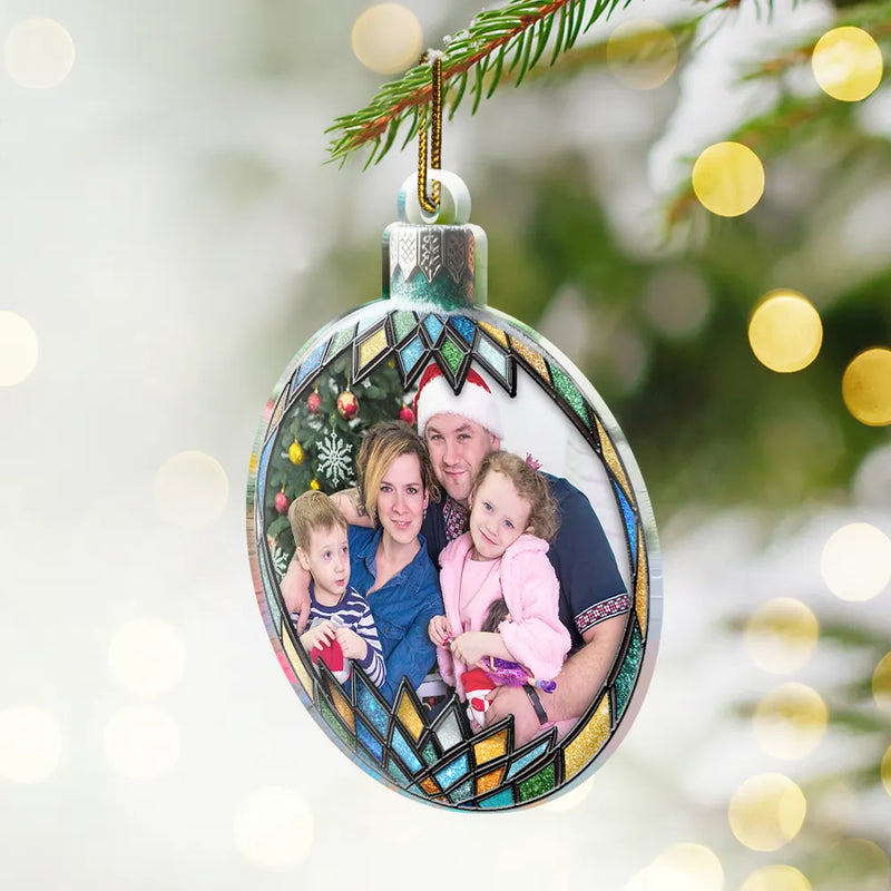 Family,Gift For Couples,Gift For Sibling,Parents,Gift For Grandparents - Custom Photo Christmas Family Couple Sibling Memorial - Personalized Custom Shaped Acrylic Ornament