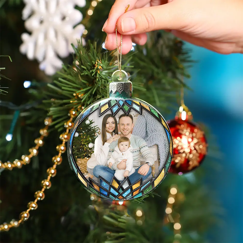 Family,Gift For Couples,Gift For Sibling,Parents,Gift For Grandparents - Custom Photo Christmas Family Couple Sibling Memorial - Personalized Custom Shaped Acrylic Ornament