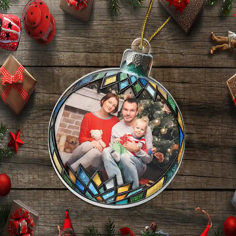 Family,Gift For Couples,Gift For Sibling,Parents,Gift For Grandparents - Custom Photo Christmas Family Couple Sibling Memorial - Personalized Custom Shaped Acrylic Ornament