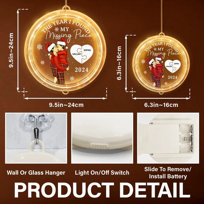 Gift For Couples, Gift For Husband, Gift For Wife, Gift For Boyfriend, Gift For Girlfriend - The Year I Found My Missing Piece Kissing Couples - Personalized LED Pendant Light