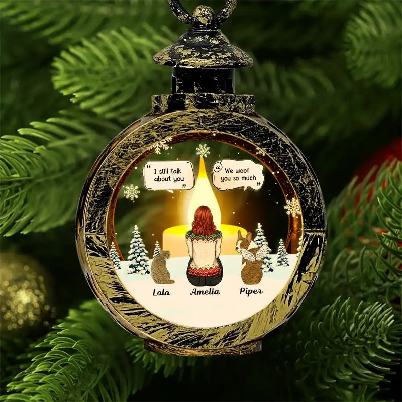 Pet Lovers, Dog Lovers, Cat Lovers, Dog Mom - I Miss You Memorial Dog Cat - Personalized Candlelight Lantern Ornament