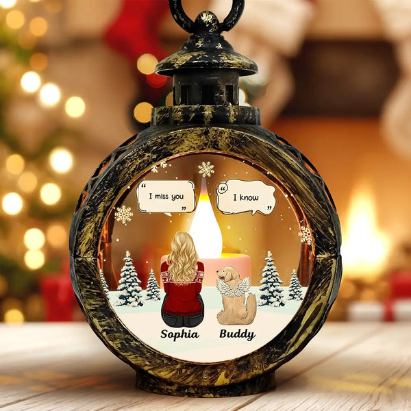 Pet Lovers, Dog Lovers, Cat Lovers, Dog Mom - I Miss You Memorial Dog Cat - Personalized Candlelight Lantern Ornament
