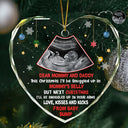Christmas,Happy,New baby,New Dad,New Mom,Parents - Custom Photo This Christmas I'll Be Snuggled Up Newborn Baby - Personalized Heart Shaped Glass Ornament