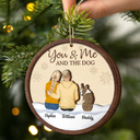 Gift For Couples, Dog Lovers, Dog Couple, Pet Lovers - You & Me & The Dog Christmas Couple - Personalized 2-Layered Wooden Ornament