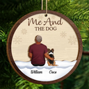 Gift For Couples, Dog Lovers, Dog Couple, Pet Lovers - You & Me & The Dog Christmas Couple - Personalized 2-Layered Wooden Ornament