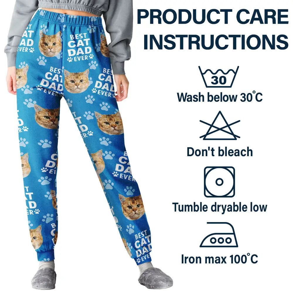 Dog Lovers,Dog Mom,Dog Dad,Pet Lovers,Cat Lovers - Custom Photo Best Dog Dad Ever Funny Pattern Family - Personalized Pajama Pants