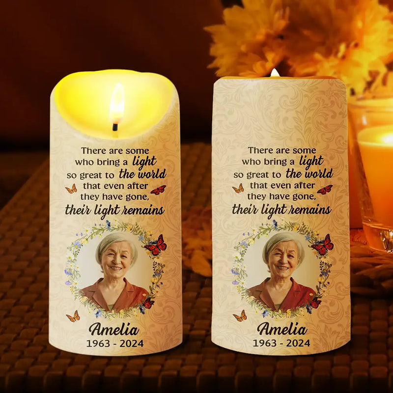 Family, Parents, Gift For Grandparents, Gift For Sibling, Memorial - Custom Photo Memorial There Are Some Who Bring A Light - Personalized Flameless LED Candle