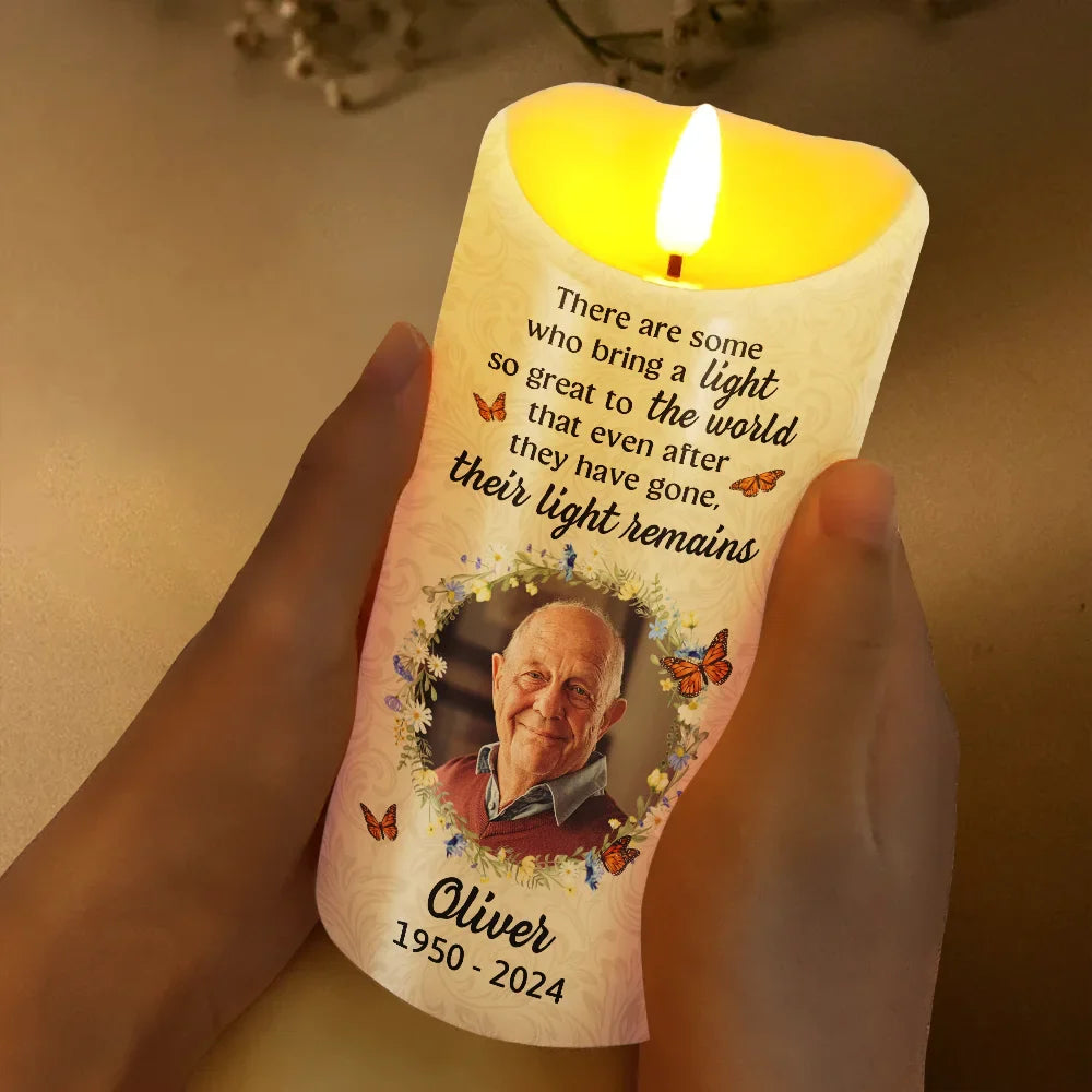 Family, Parents, Gift For Grandparents, Gift For Sibling, Memorial - Custom Photo Memorial There Are Some Who Bring A Light - Personalized Flameless LED Candle