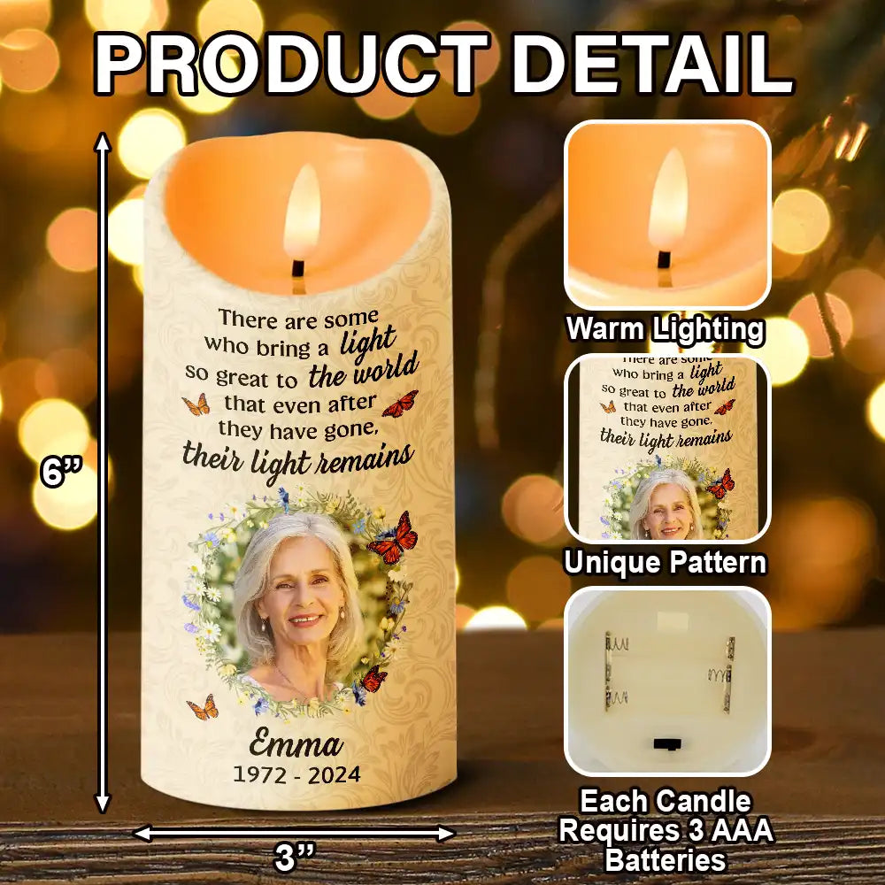 Family, Parents, Gift For Grandparents, Gift For Sibling, Memorial - Custom Photo Memorial There Are Some Who Bring A Light - Personalized Flameless LED Candle