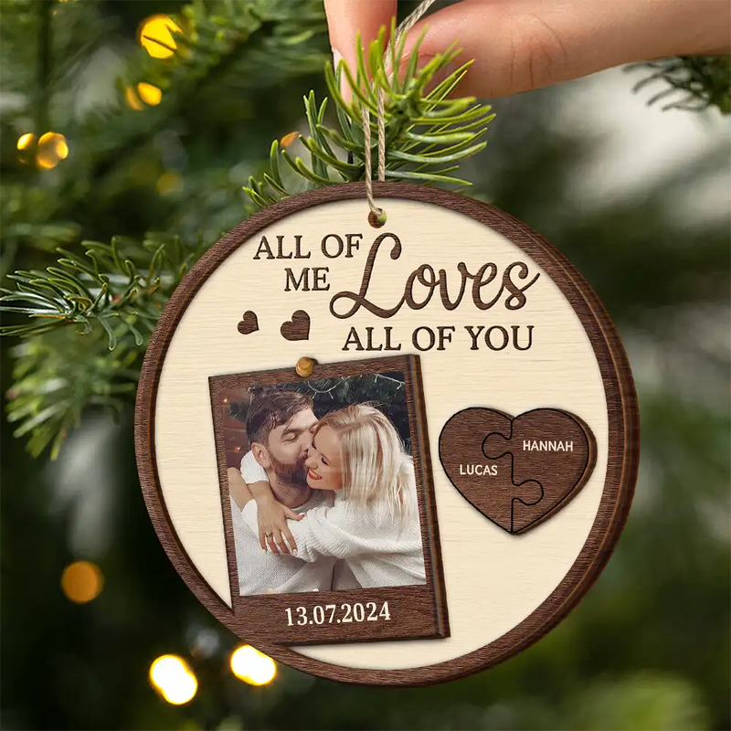 Gift For Couples,Gift For Husband,Gift For Wife,Gift For Boyfriend,Gift For Girlfriend - Custom Photo God Knew My Heart Needed You Couples - Personalized 2-Layered Wooden Ornament