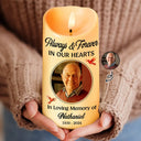 Family, Parents, Gift For Grandparents, Gift For Sibling, Memorial - Custom Photo Always And Forever In Our Heart Memorial - Personalized Flameless LED Candle