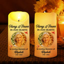 Family, Parents, Gift For Grandparents, Gift For Sibling, Memorial - Custom Photo Always And Forever In Our Heart Memorial - Personalized Flameless LED Candle
