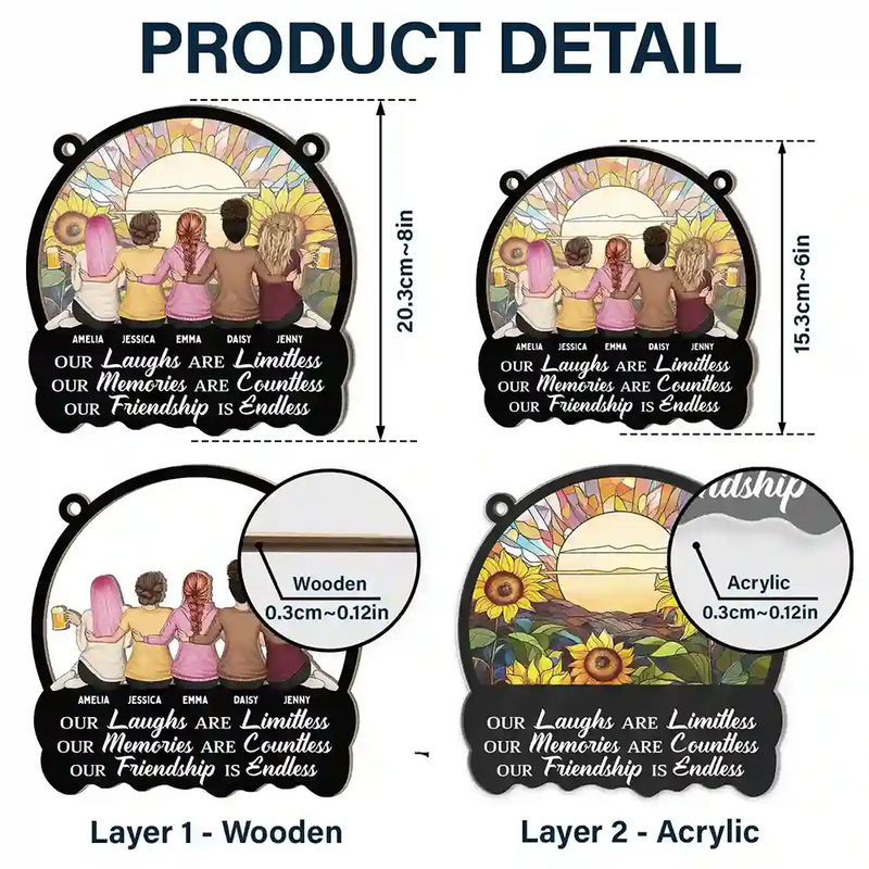 Gift For Bestie, Gifts For Colleagues - Besties Our Laughs Are Limitless Christmas - Personalized Window Hanging Suncatcher Ornament